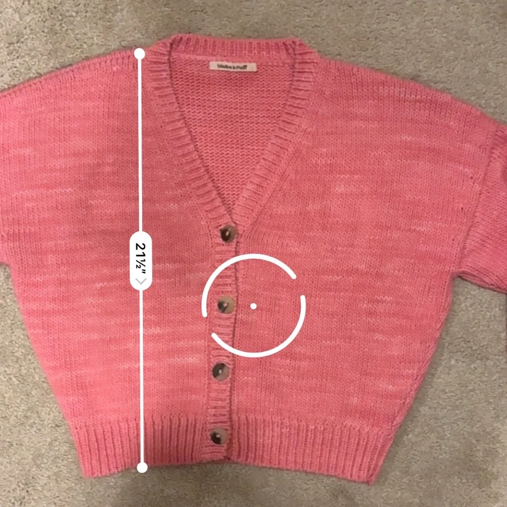 Misha & Puff womens size 1 pink v neck wedge cardigan sweater 100% pima cotton - Picture 6 of 6